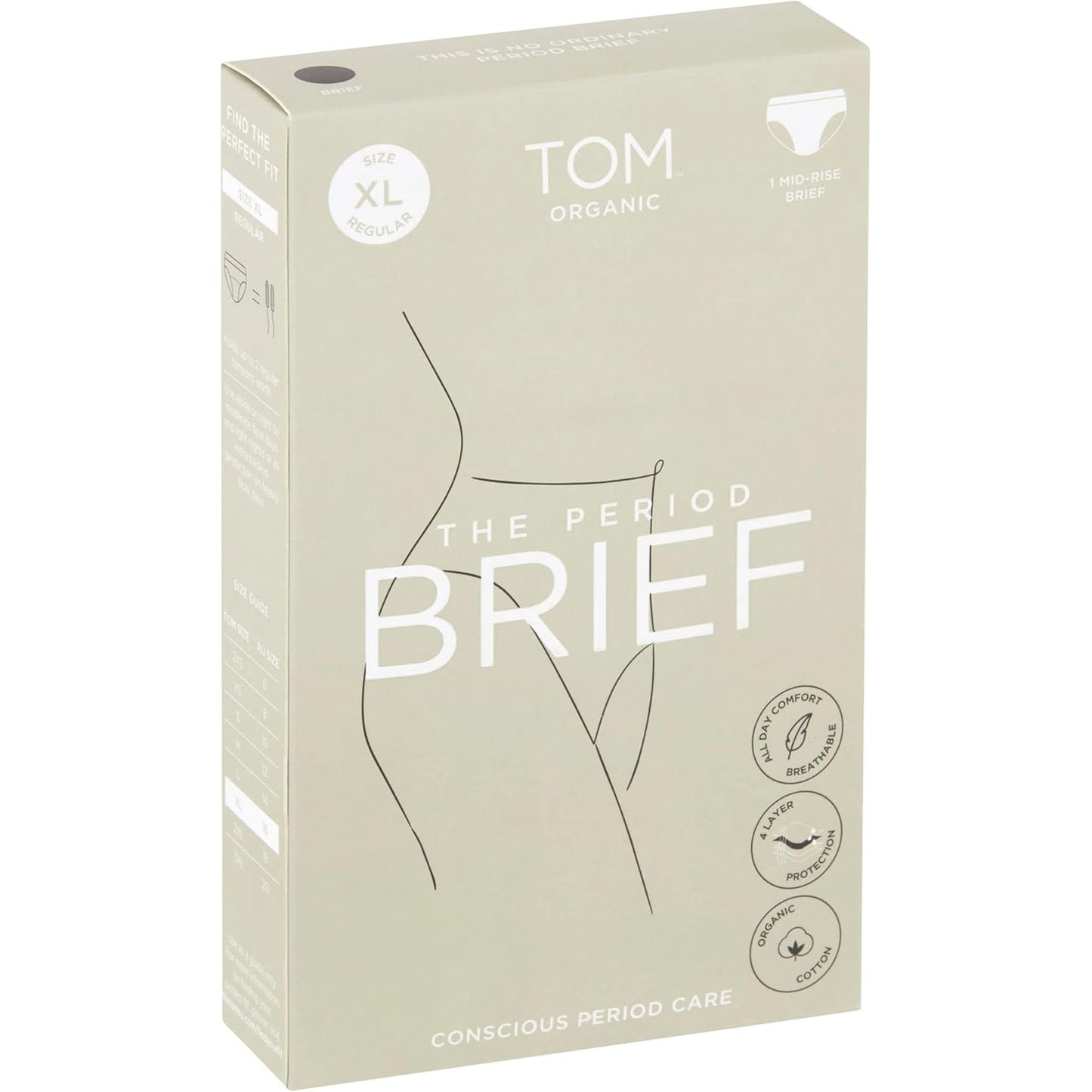 TOM ORGANIC The Period Brief Mid-Rise Black XL