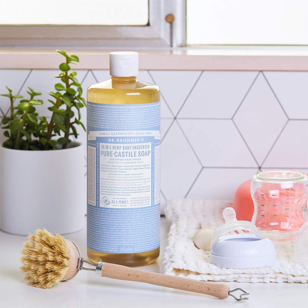 Dr. Bronner's Pure-Castile Soap Liquid (Hemp 18-in-1) Unscented (Baby) 946ml