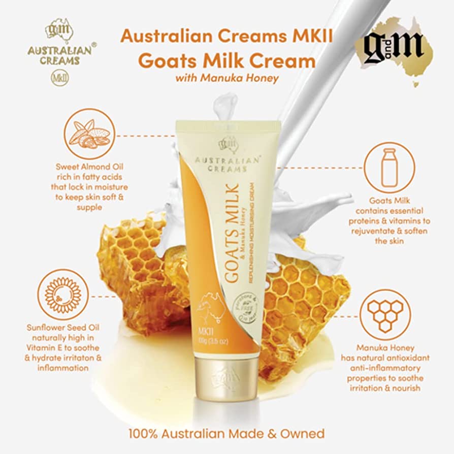 Australian Creams MkII Goats Milk Replenishing Moisturising Cream With Manuka Honey 100g