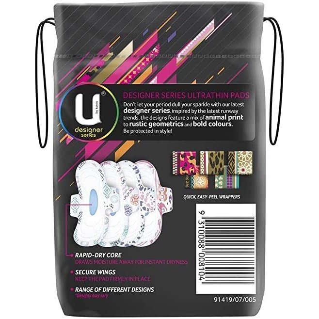 U By Kotex Designer Series Ultrathins Pads Super Wing 10 Pack