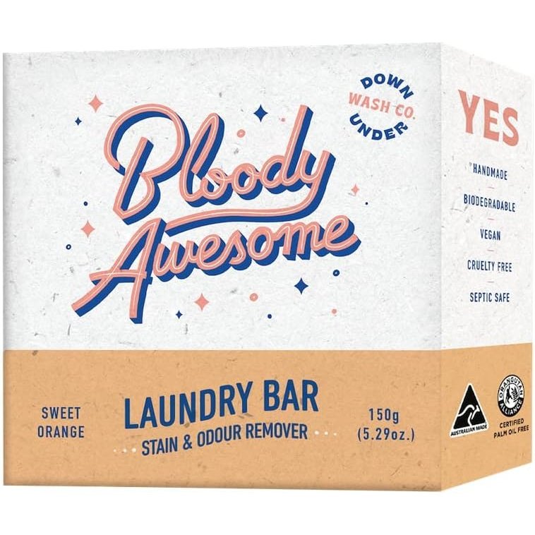 Downunder Wash Co. (Bloody Awesome) Laundry Bar Stain & Odour Remover Sweet Orange 150g