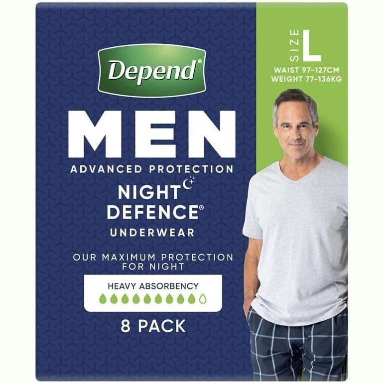 Depend Real Fit Night Defence Incontinence Underwear Men L 8 Pack