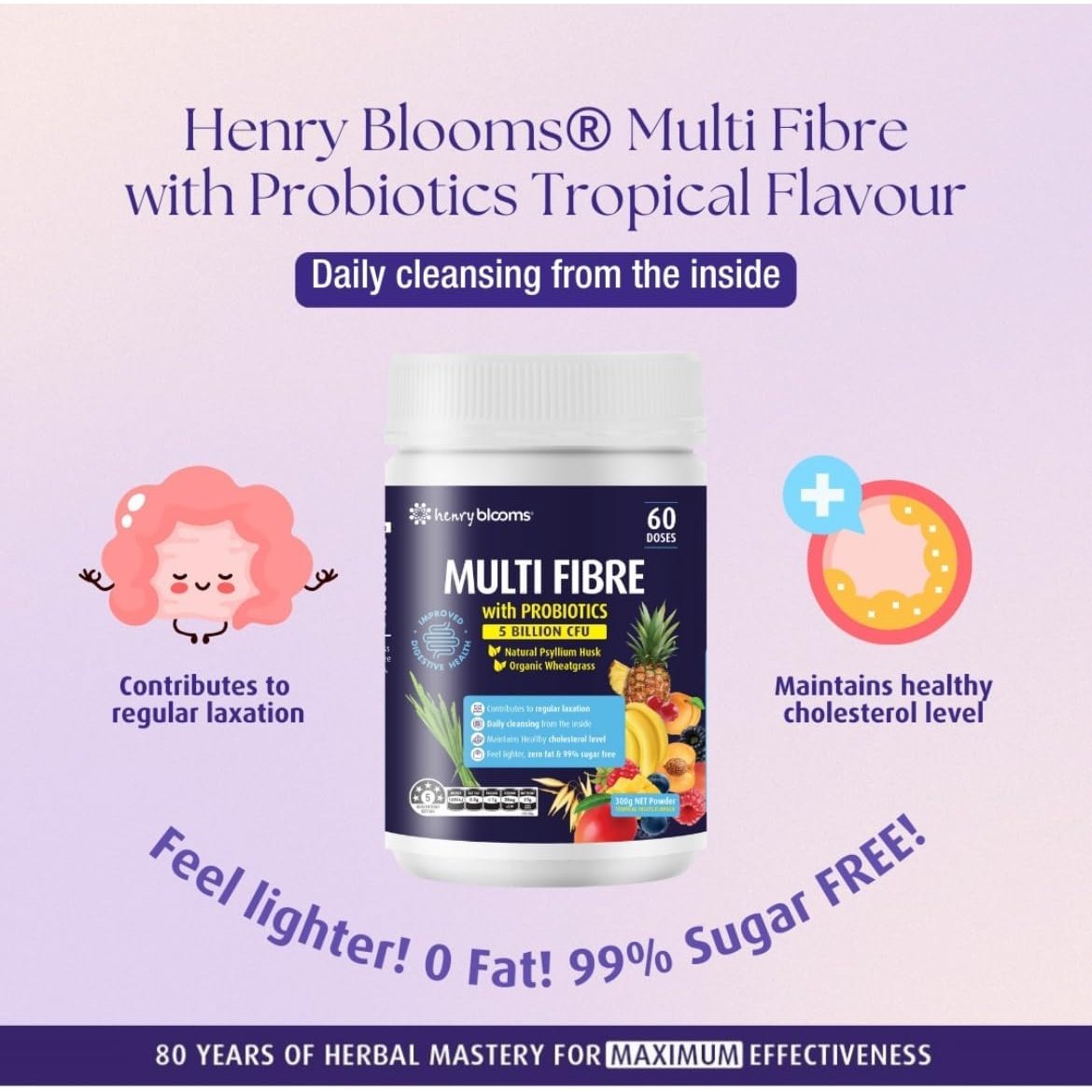 Henry Blooms Multi Fibre with Probiotics (Tropical Fruits) 750g