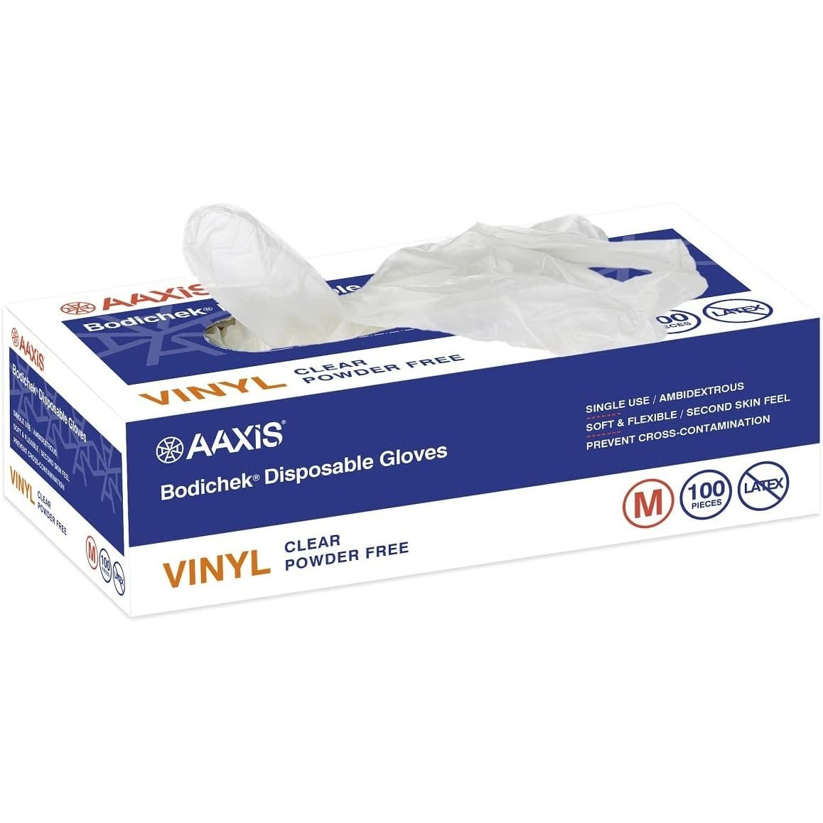 Bodichek Disposable Gloves Vinyl Powder Free Medium 100 Pack