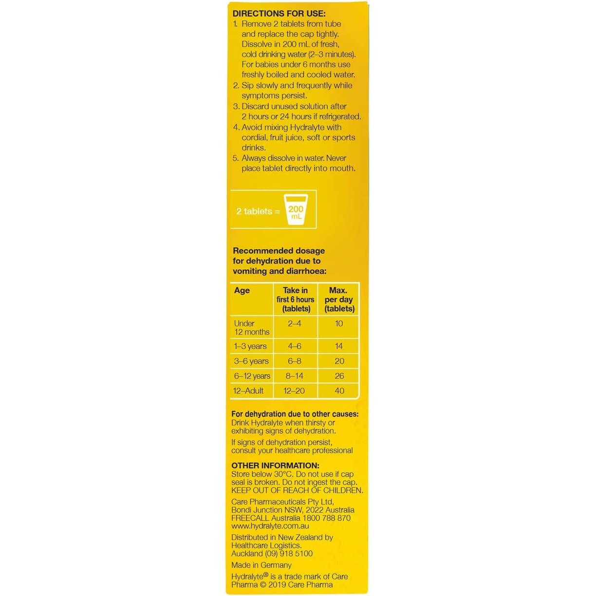 Hydralyte Electrolyte Effervescent Tropical 20 Tablets