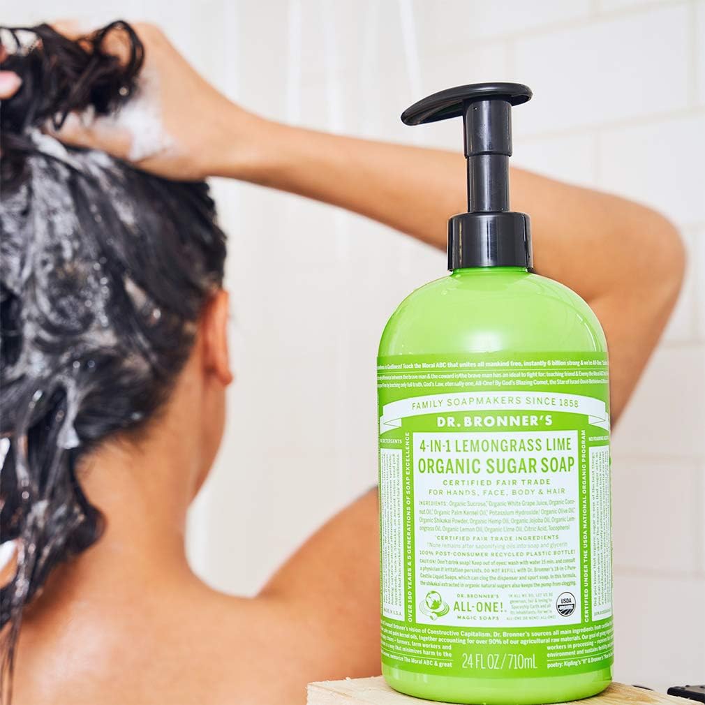 Dr. Bronner's Organic Sugar Soap 4-in-1 Lemongrass Lime (pump) 710ml