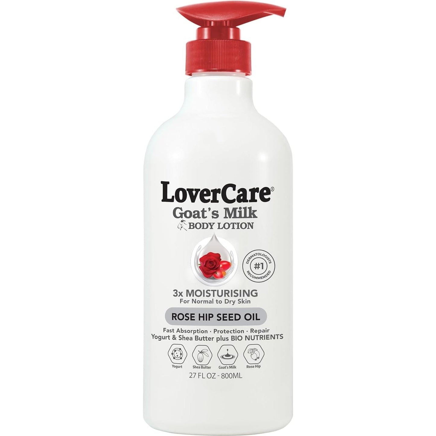 Lovercare Goat's Milk Body Lotion Rose Hip Seed Oil 800ml