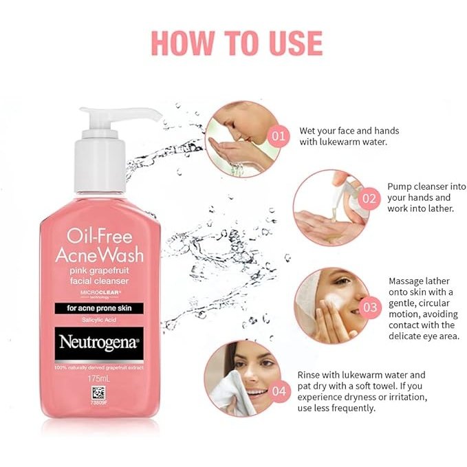 Neutrogena Oil Free Acne Wash Pink Grapefruit Facial Cleanser 175ml