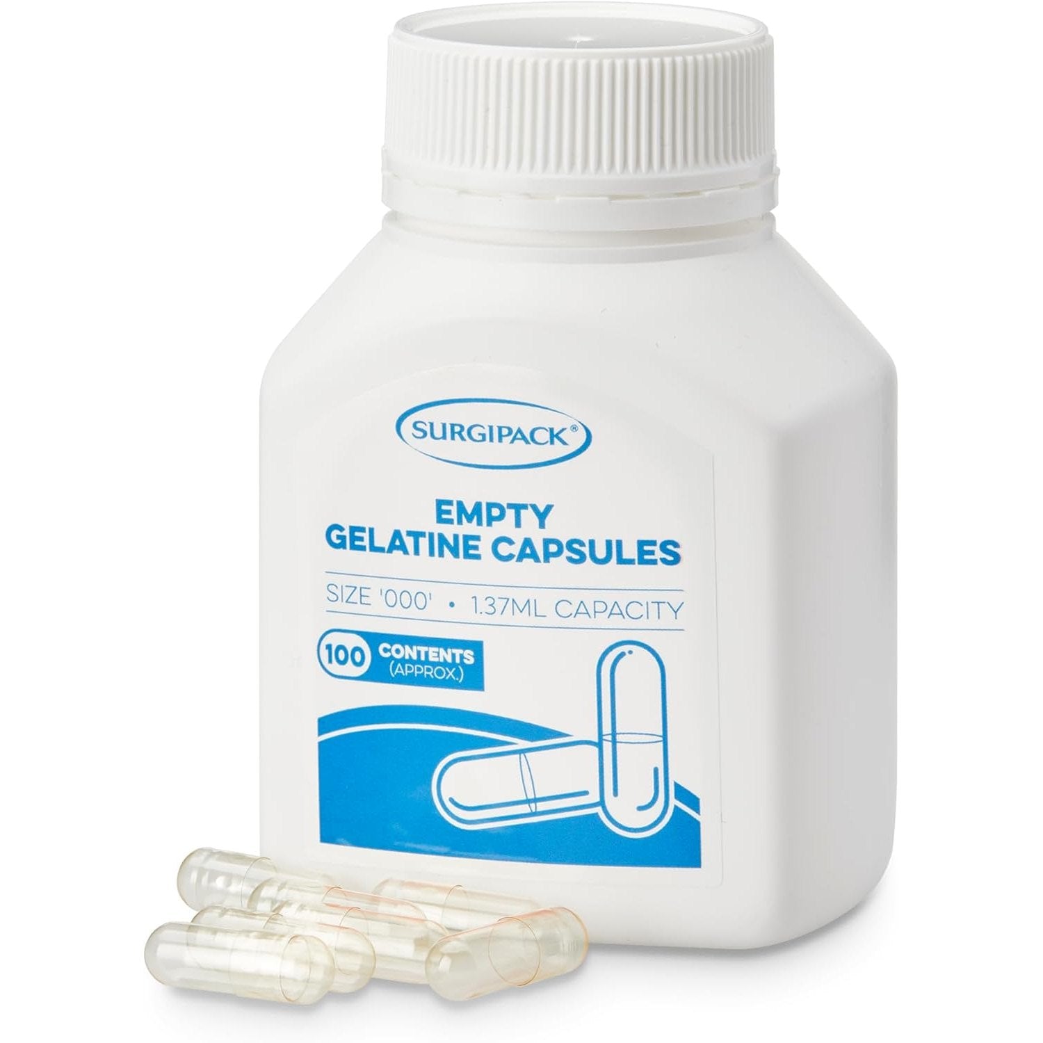 Surgipack Empty Gelatine Size 000 100 Capsules