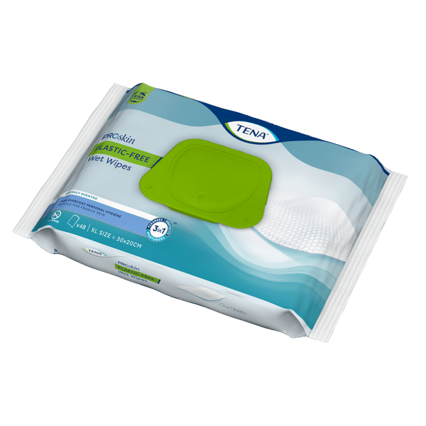 Tena Plastic Free Wet Wipes 48 Pack