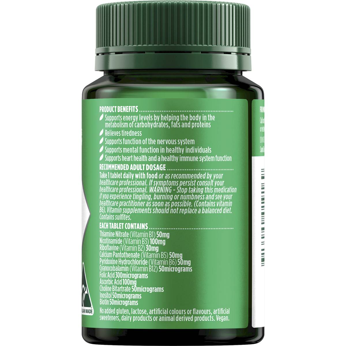 Nature's Own Super Vitamin B Complex With Biotin B3 B6 + B12 75 Tablets
