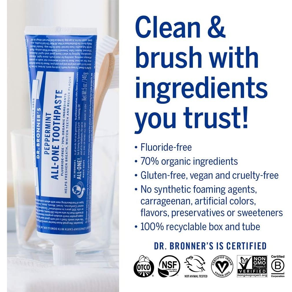 Dr. Bronner's Toothpaste (All-One) Peppermint 140g