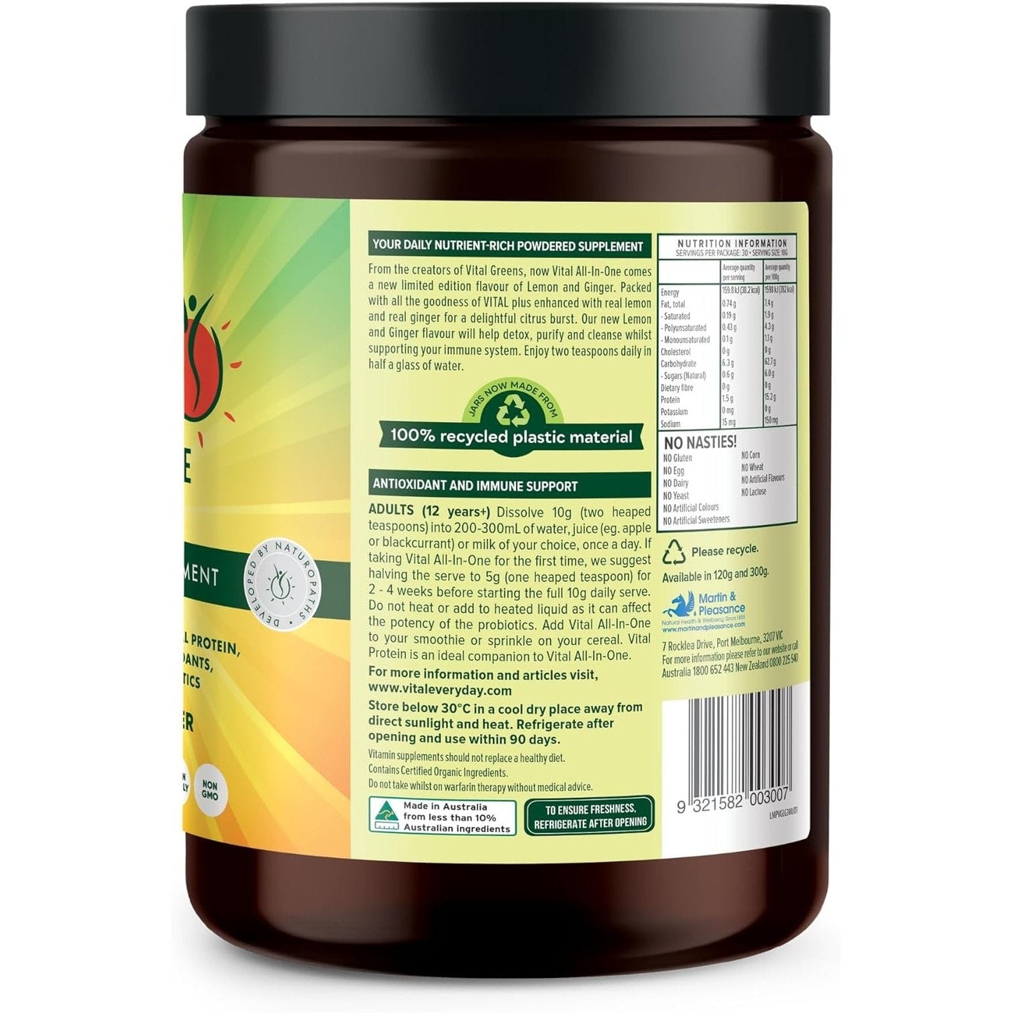 Martin & Pleasance Vital All-In-One (Greens) Lemon and Ginger 300g
