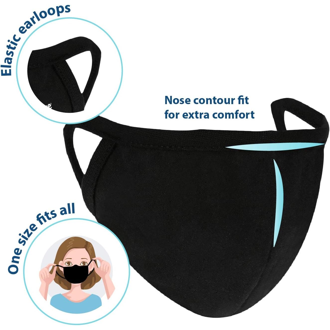 Lovercare Fabric Face Mask Black 10 Pack