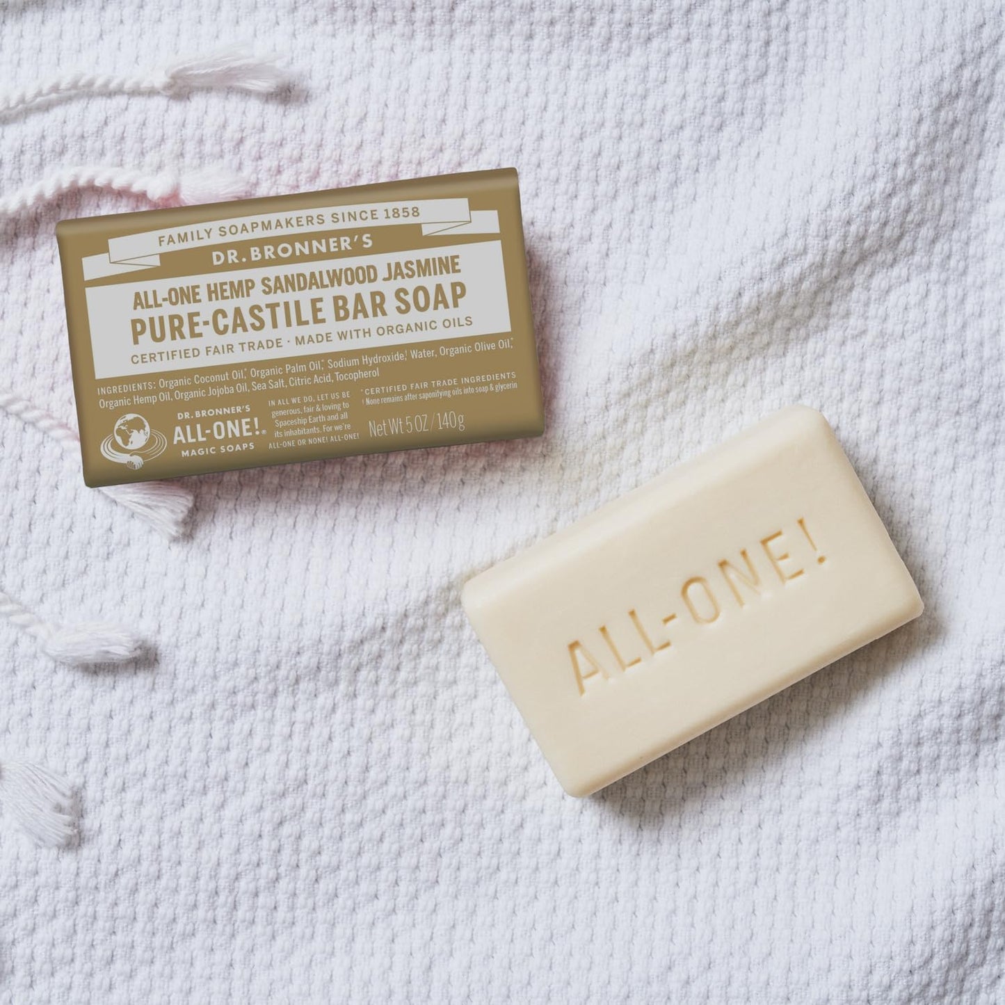 Dr. Bronner's Pure-Castile Bar Soap (Hemp All-One) Sandalwood Jasmine 140g