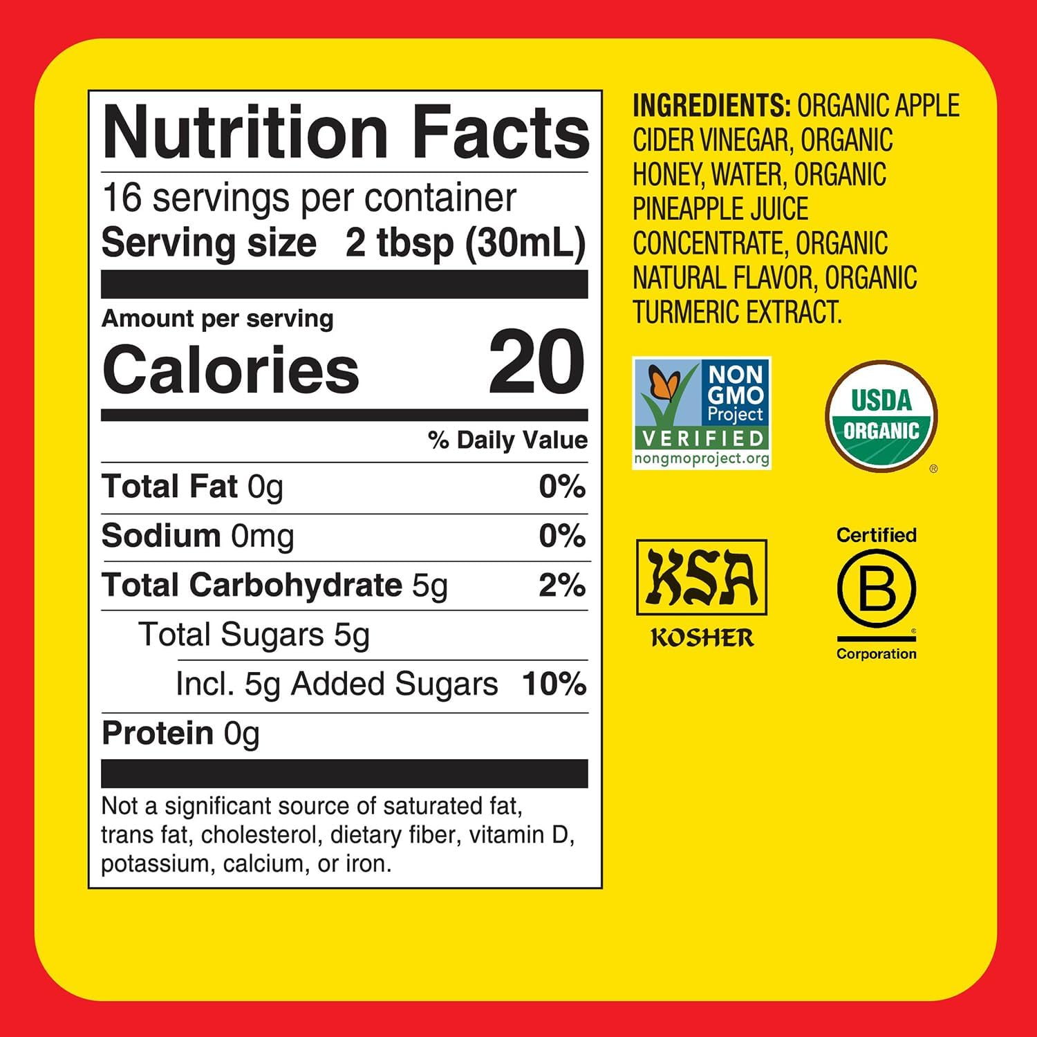 Bragg Apple Cider Vinegar Pineapple Turmeric 473ml