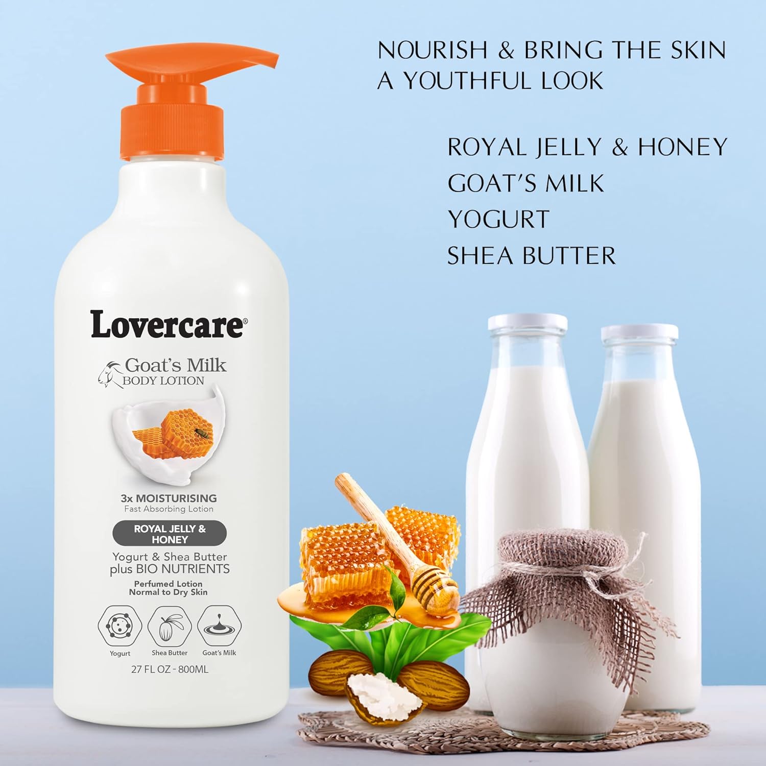Lovercare Goat's Milk Body Lotion Royal Jelly & Honey 800ml