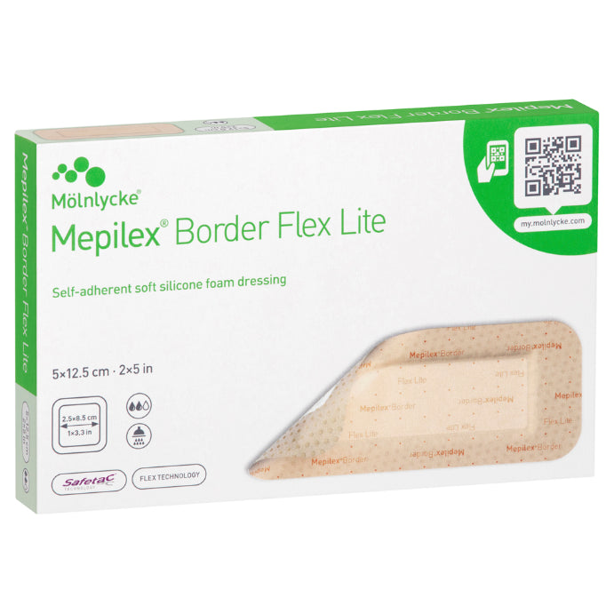 Molnlycke Mepilex Border Flex Lite 5cm X 12.5cm Dressings 5 Pack