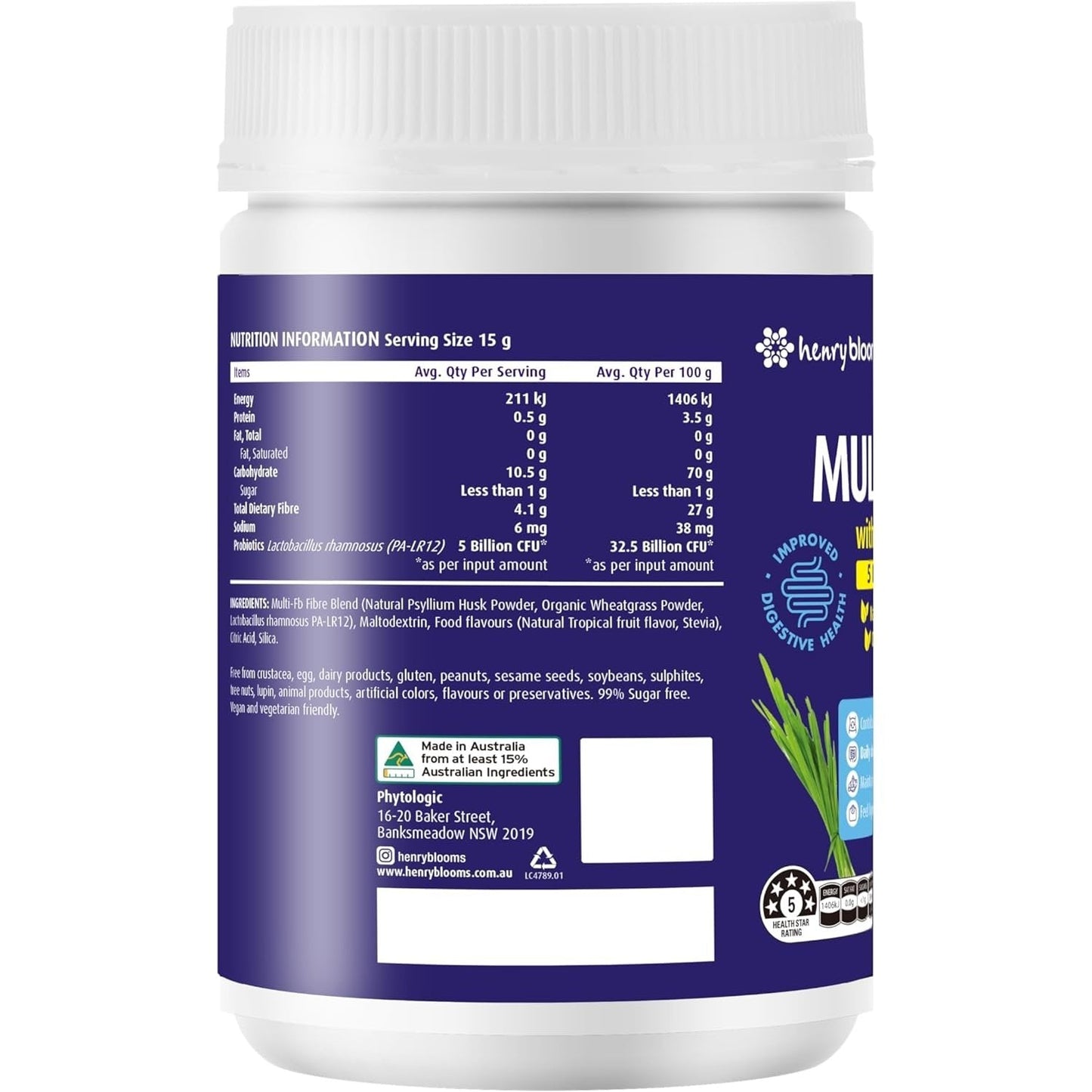 Henry Blooms Multi Fibre with Probiotics (Tropical Fruits) 300g