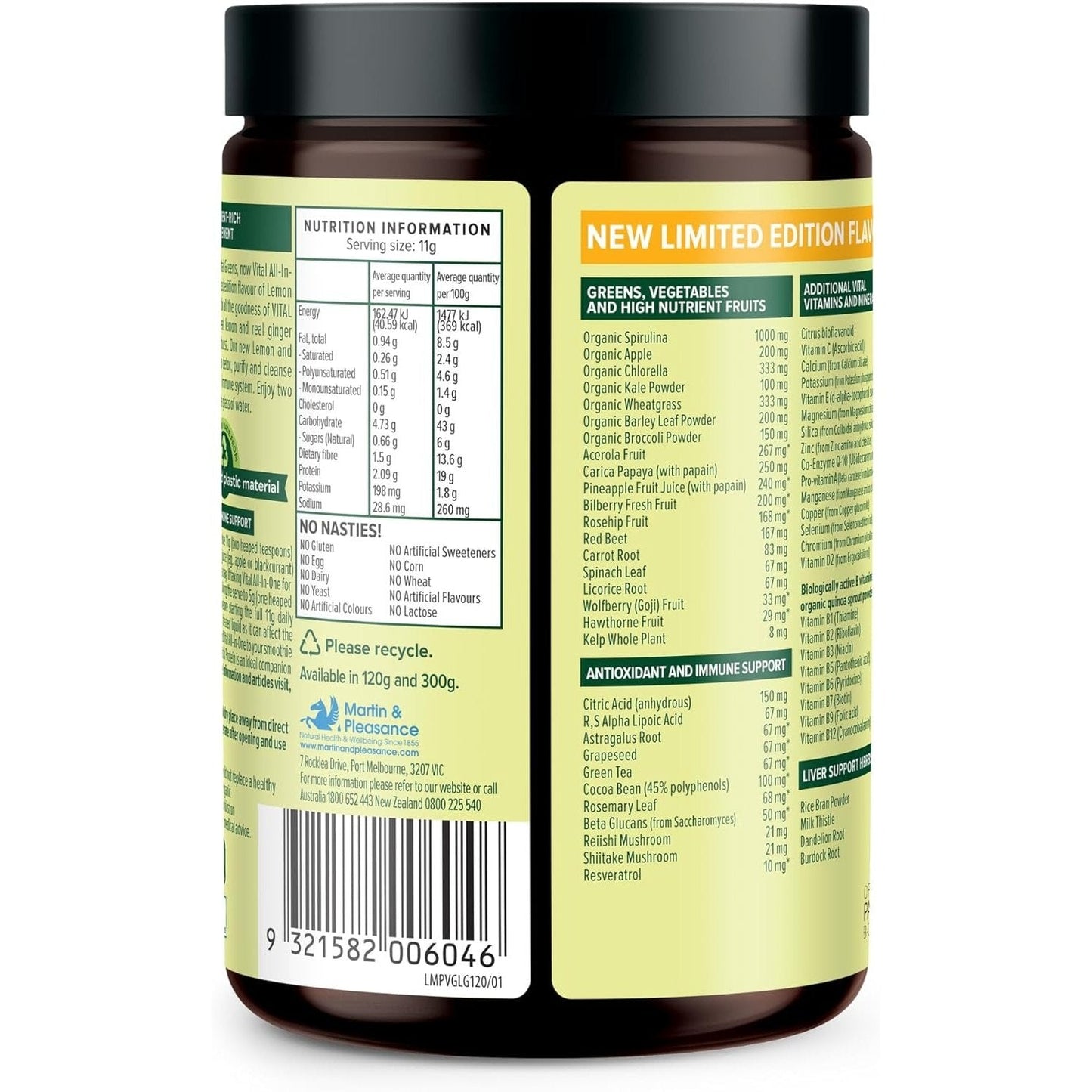 Martin & Pleasance Vital All-In-One (Greens) Lemon and Ginger 120g