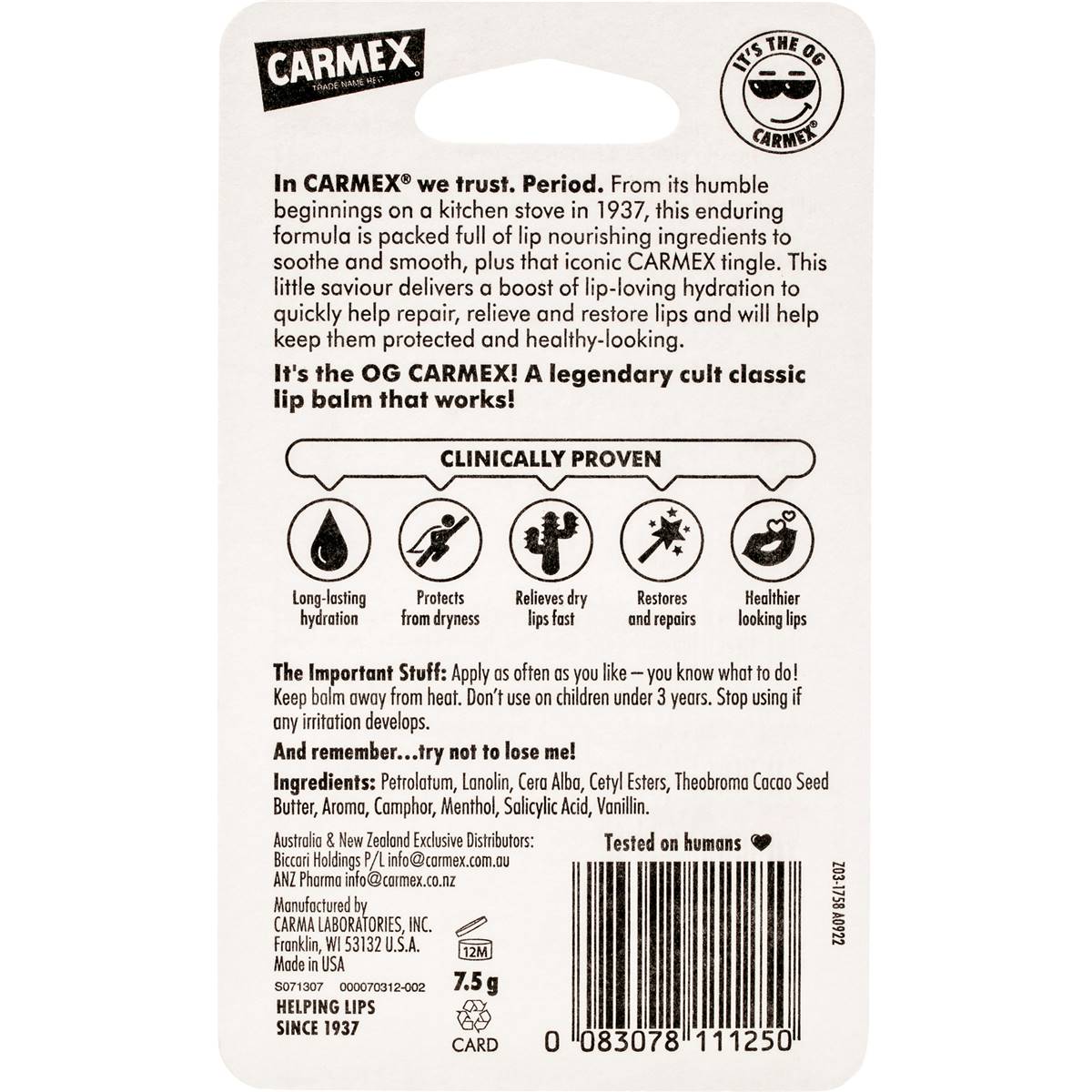 Carmex Moisturising Lip Balm Classic Jar 7.5g