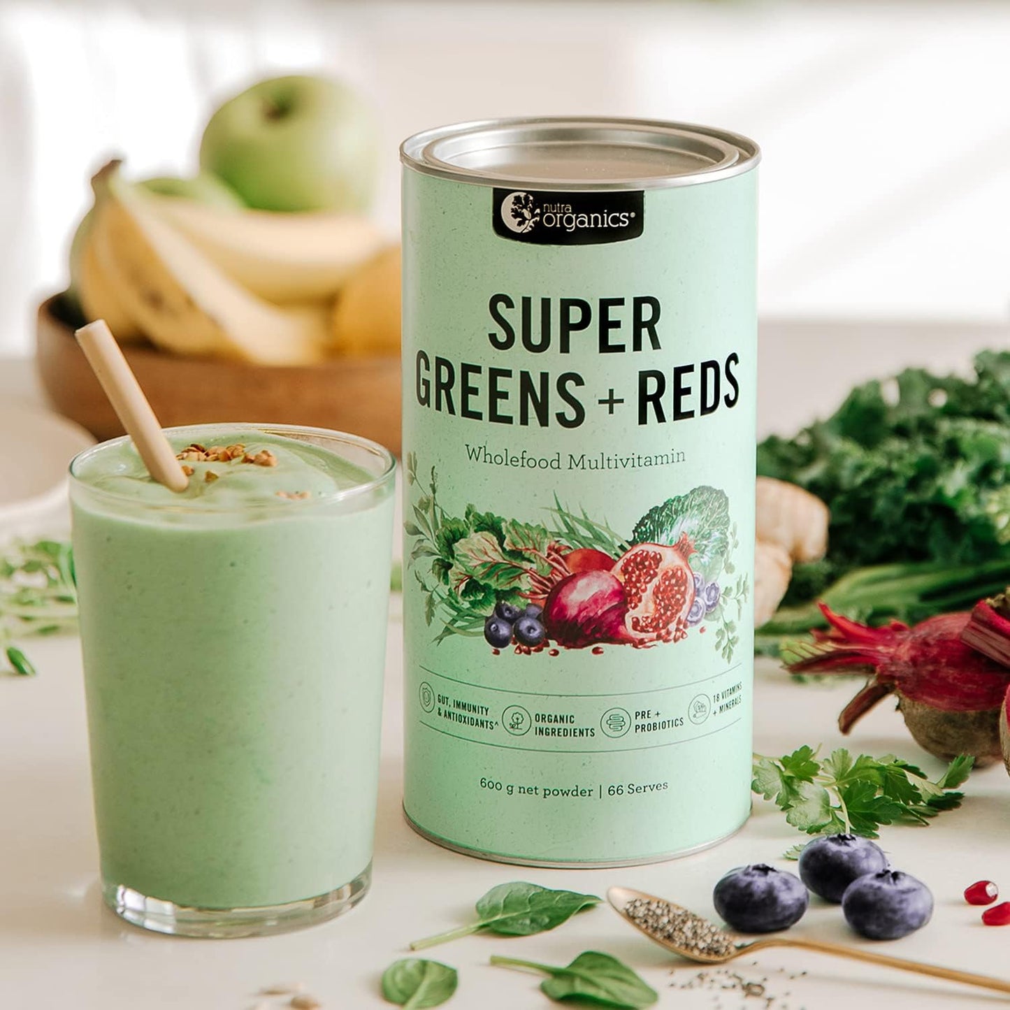 Nutra Organics Organic Super Greens + Reds (Wholefood Multivitamin) 1kg