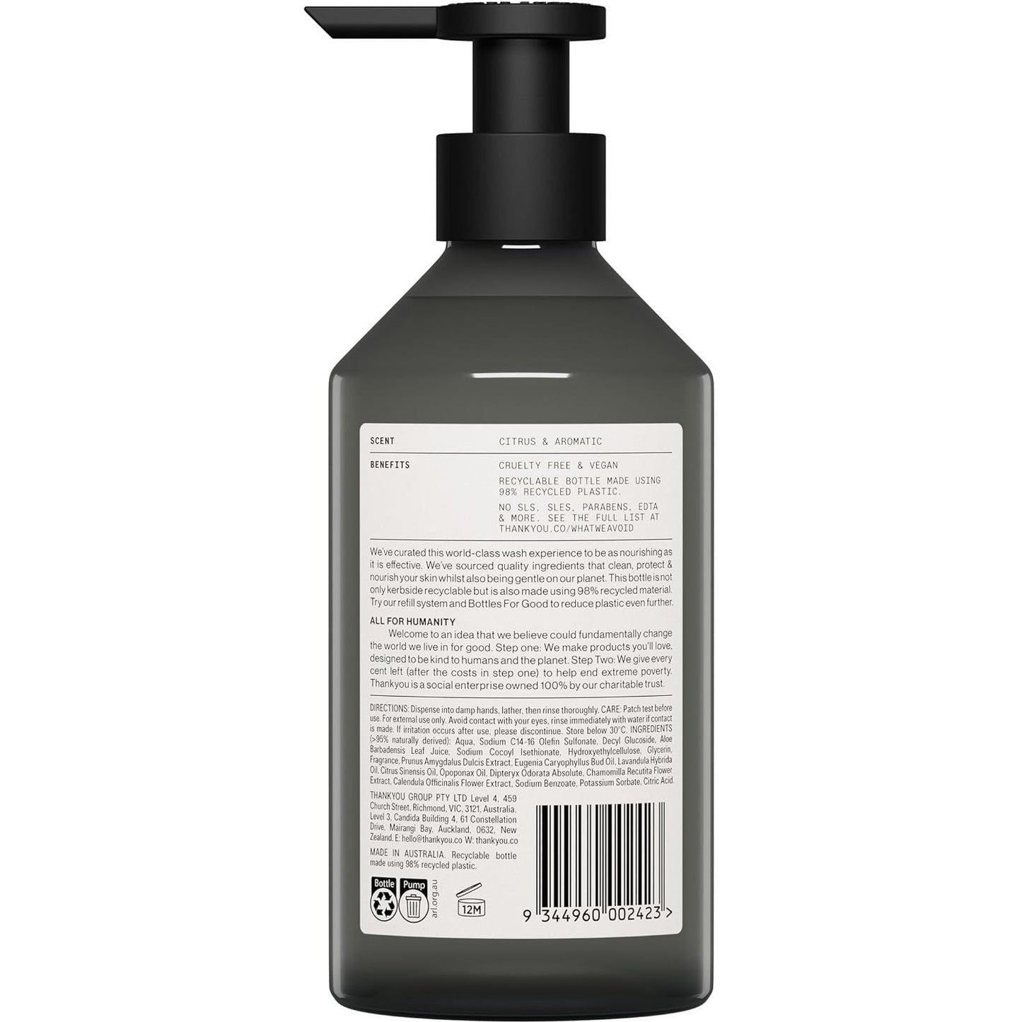 Thankyou Hand Wash Botanical Sweet Orange & Almond 500ml