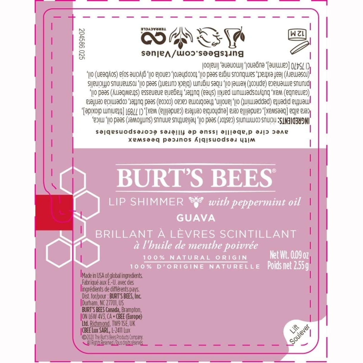 Burt's Bees Lip Shimmer Guava 2.6g
