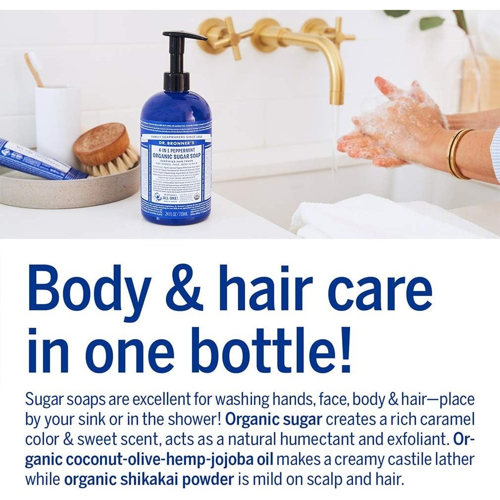 Dr. Bronner's Organic Sugar Soap 4-in-1 Peppermint (pump) 710ml