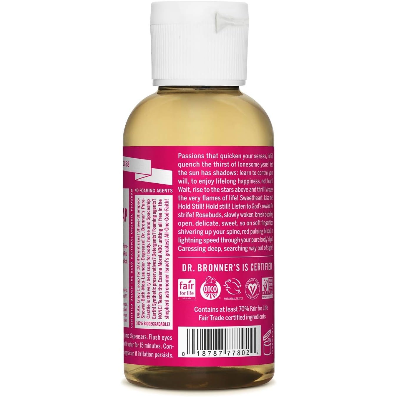 Dr. Bronner's Pure-Castile Soap Liquid (Hemp 18-in-1) Rose 59ml