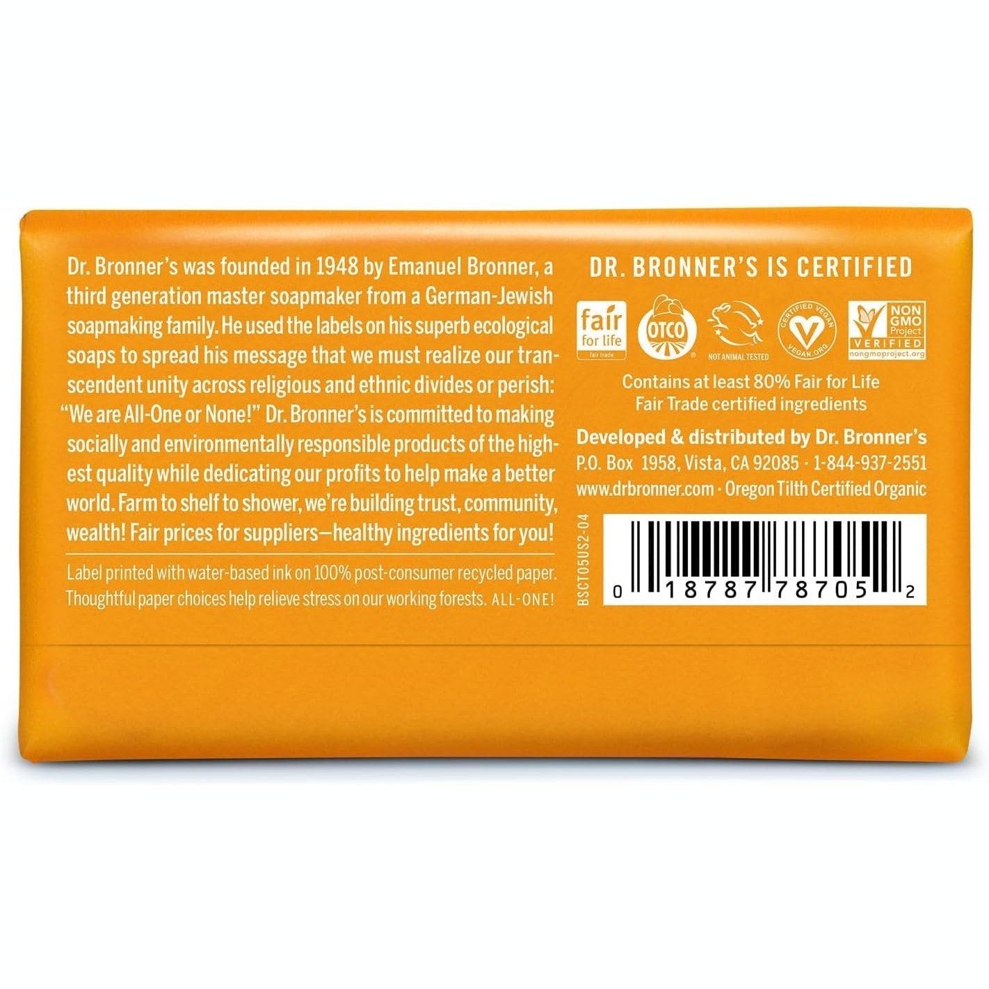 Dr. Bronner's Pure-Castile Bar Soap (Hemp All-One) Citrus 140g