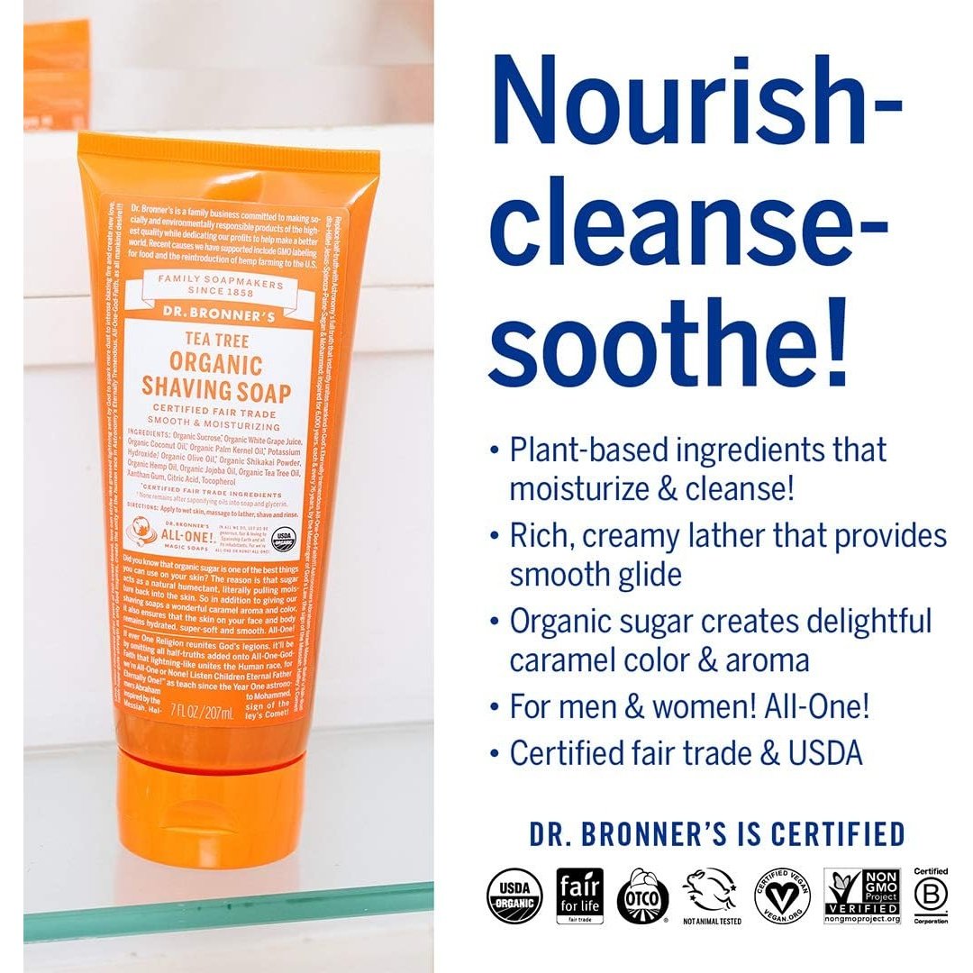 Dr. Bronner's Organic Shaving Soap Tea Tree 207ml