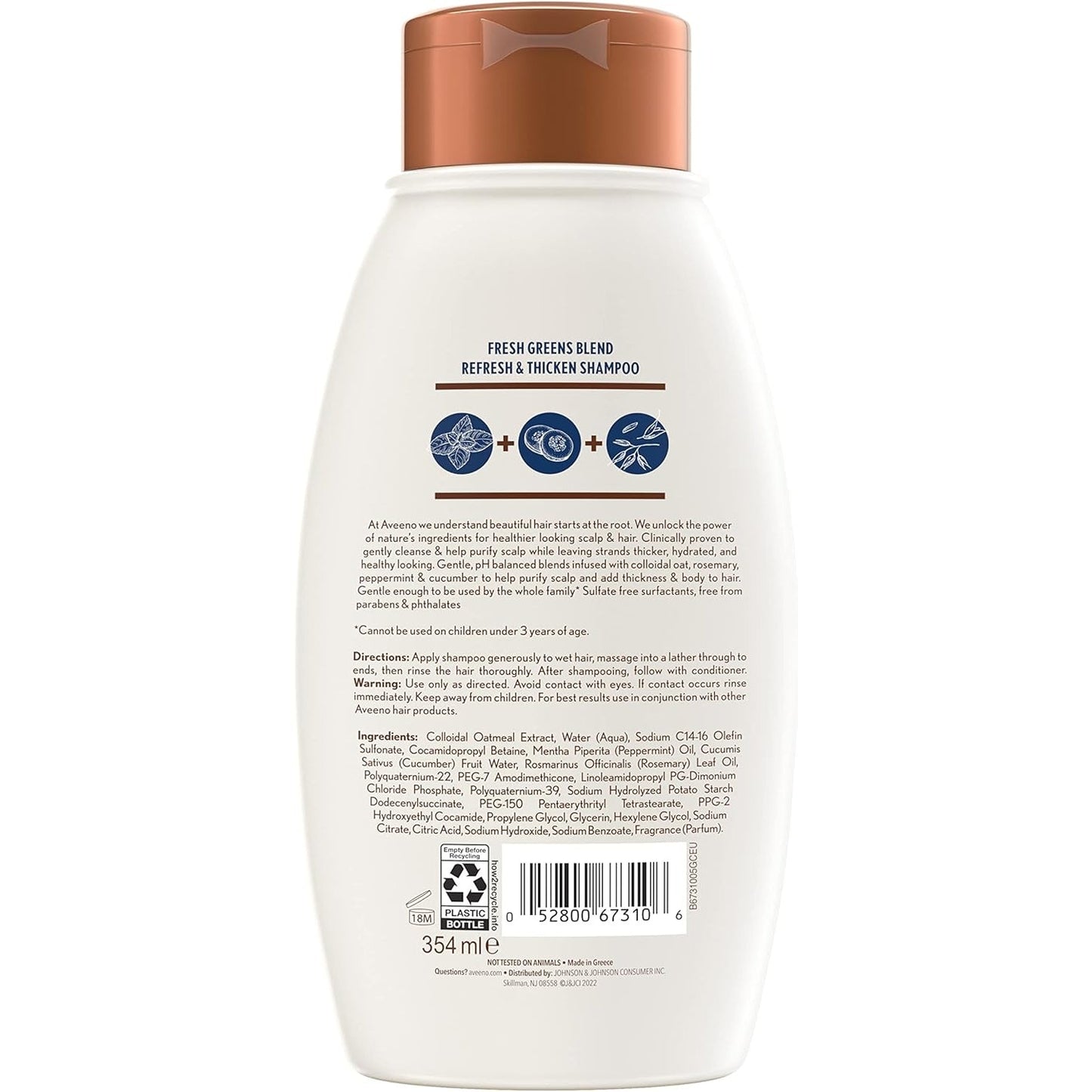 Aveeno Fresh Greens Blend Natural Volumising Shampoo for Fine Hair 354mL