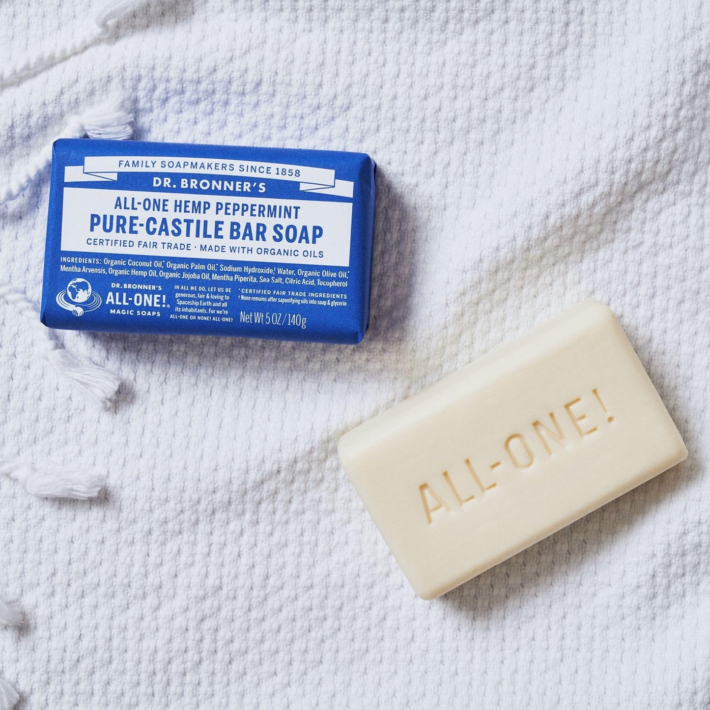 Dr. Bronner's Pure-Castile Bar Soap (Hemp All-One) Peppermint 140g