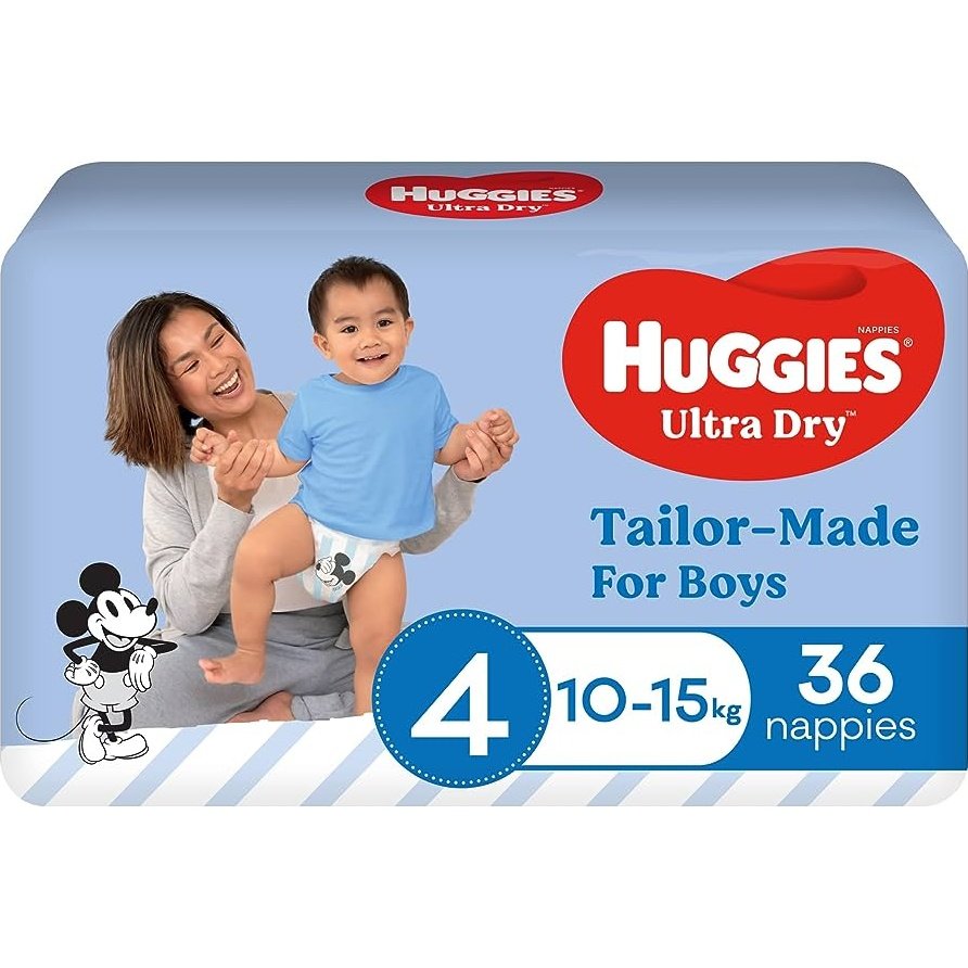 Huggies Ultra Dry Nappies Boys Size 4 (10-15kg) 36 Pack
