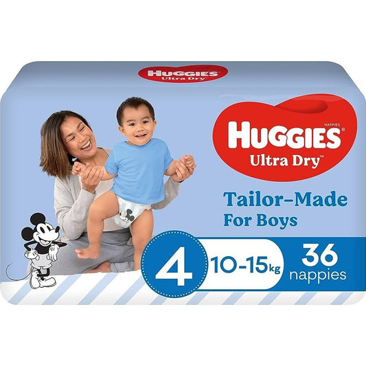 Huggies Ultra Dry Nappies Boys Size 4 (10-15kg) 36 Pack