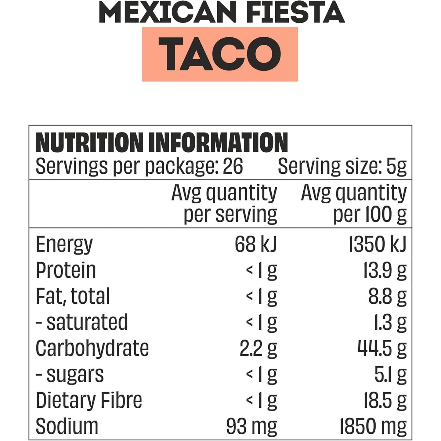 Mingle Mexican Fiesta Taco All Natural Seasoning 130g