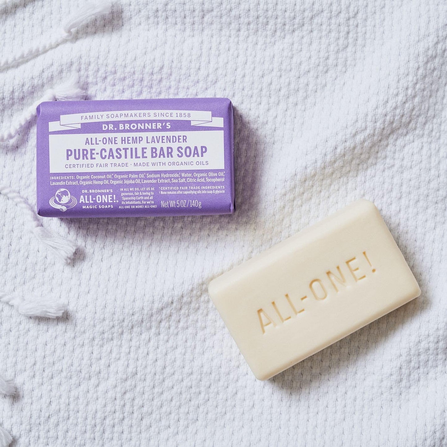 Dr. Bronner's Pure-Castile Bar Soap (Hemp All-One) Lavender 140g