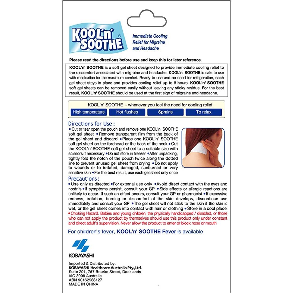 Kool n Soothe Migraine Relief 6 sheets