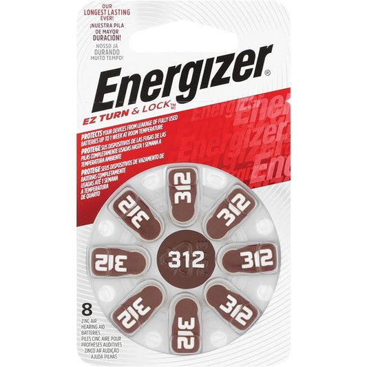 Energizer Hearing Aid AZ312 Batteries Pack of 8