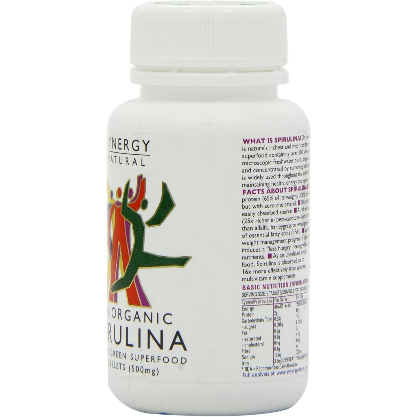 Synergy Natural Organic Spirulina 500mg 100t