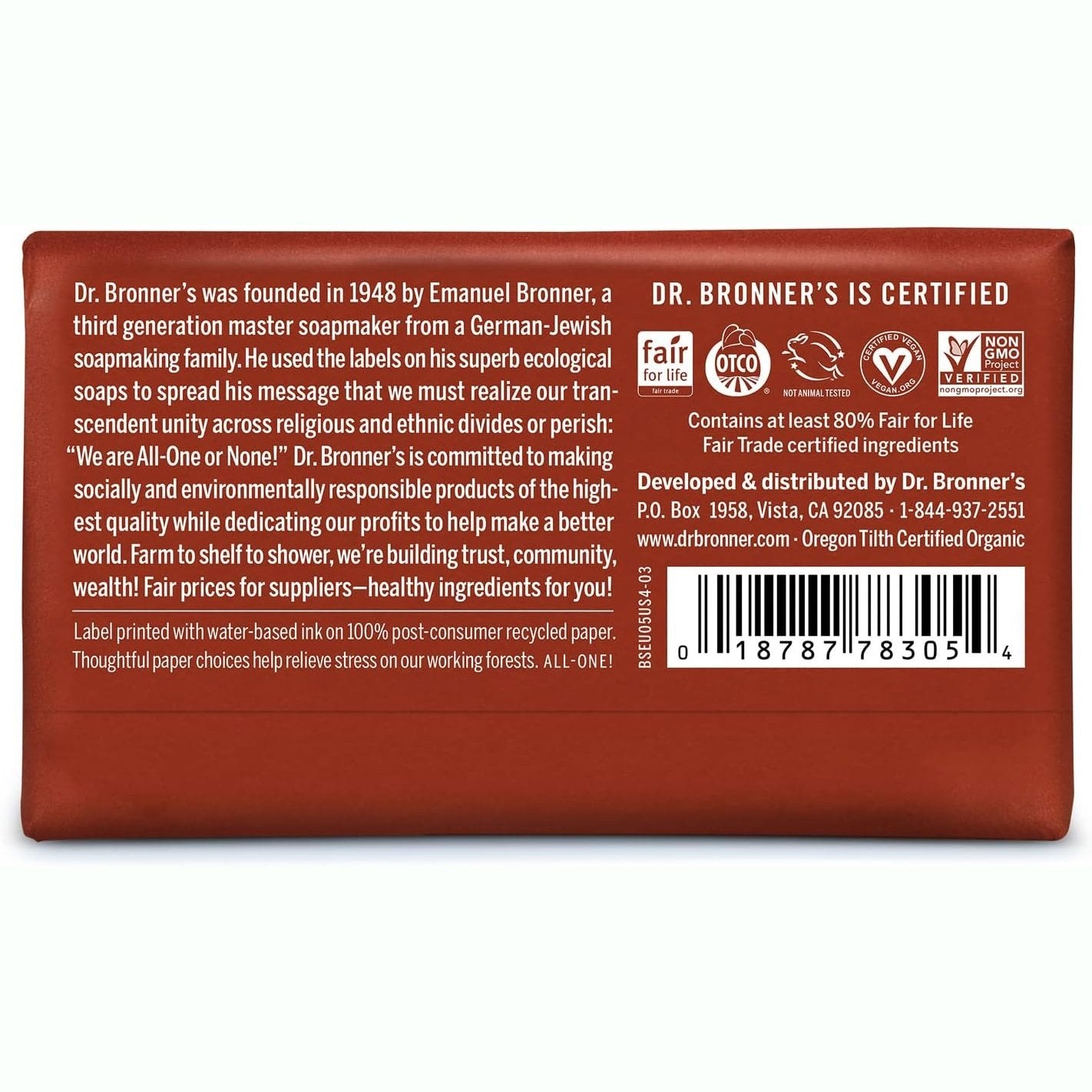 Dr. Bronner's Pure-Castile Bar Soap (Hemp All-One) Eucalyptus 140g
