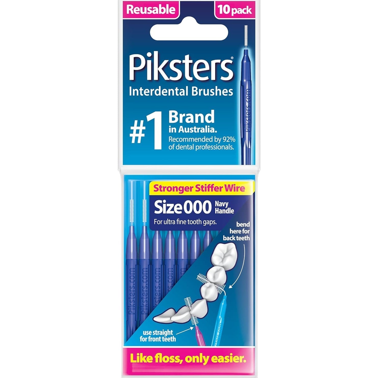Piksters Interdental Brushes Navy Size 000 10 Pack