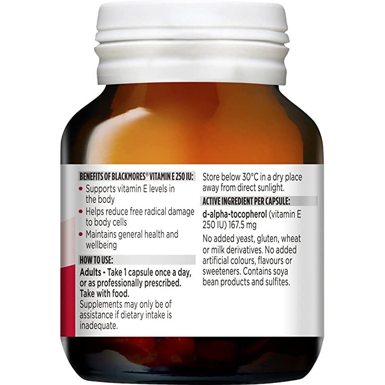 Blackmores Vitamin E 250iu Cholesterol Health 50 Capsules
