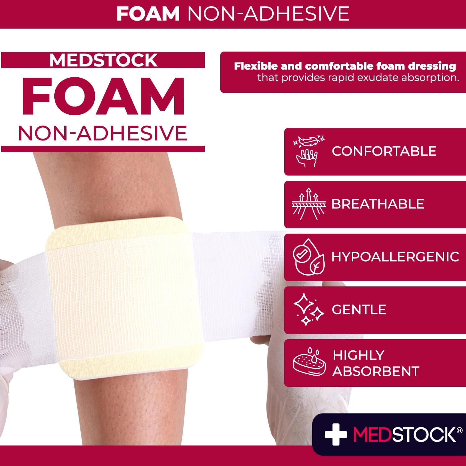 Medstock Foam Non-Adhesive 10 cmx10 cm 2Pack