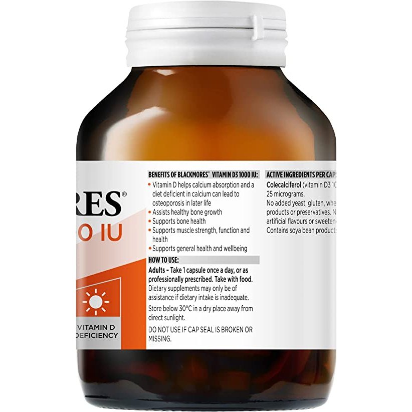 Blackmores Vitamin D3 1000IU Bone Health Immunity 300 Capsules