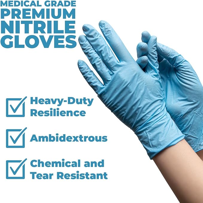 Medstock Blue Nitrile Gloves Medm 100Pk