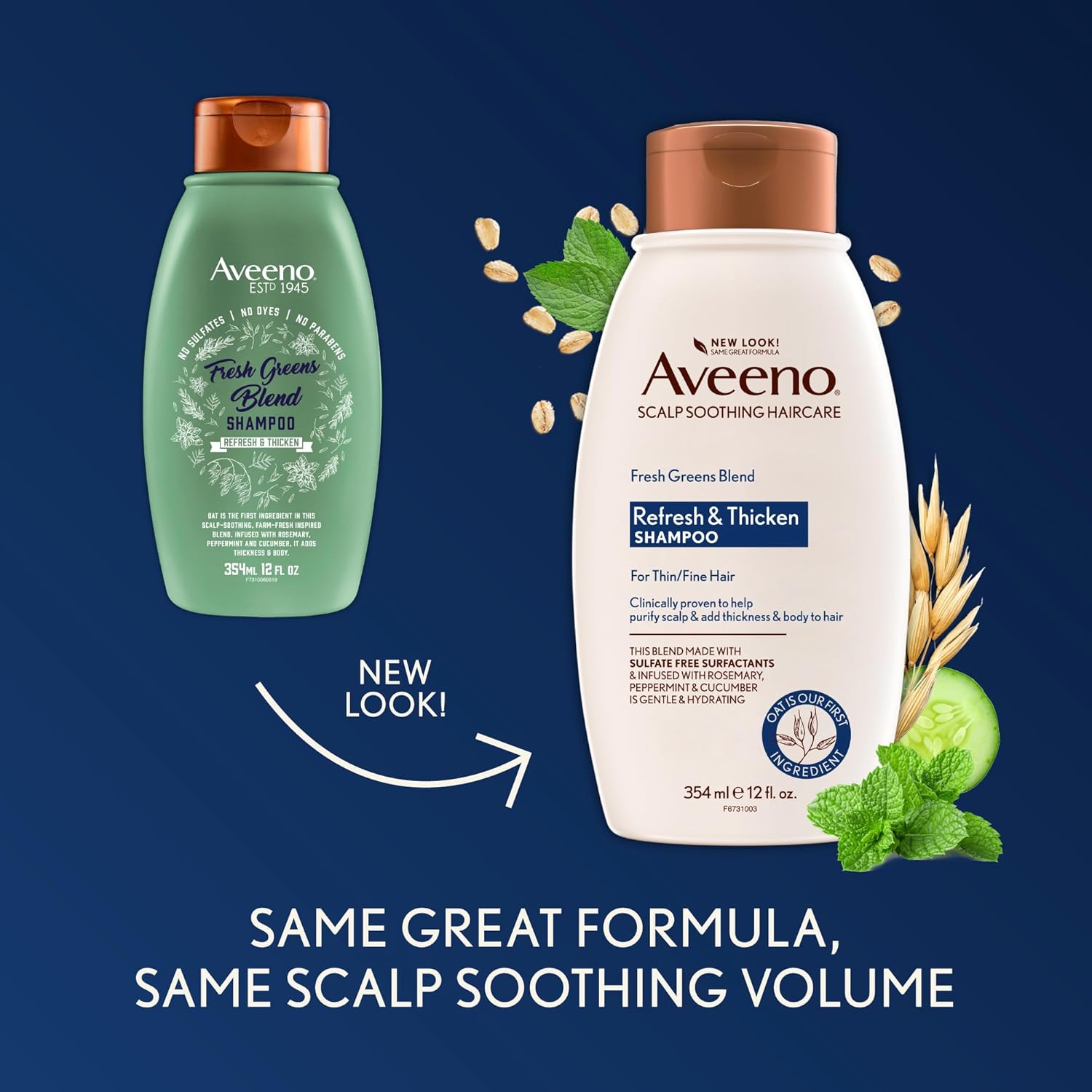 Aveeno Fresh Greens Blend Natural Volumising Shampoo for Fine Hair 354mL