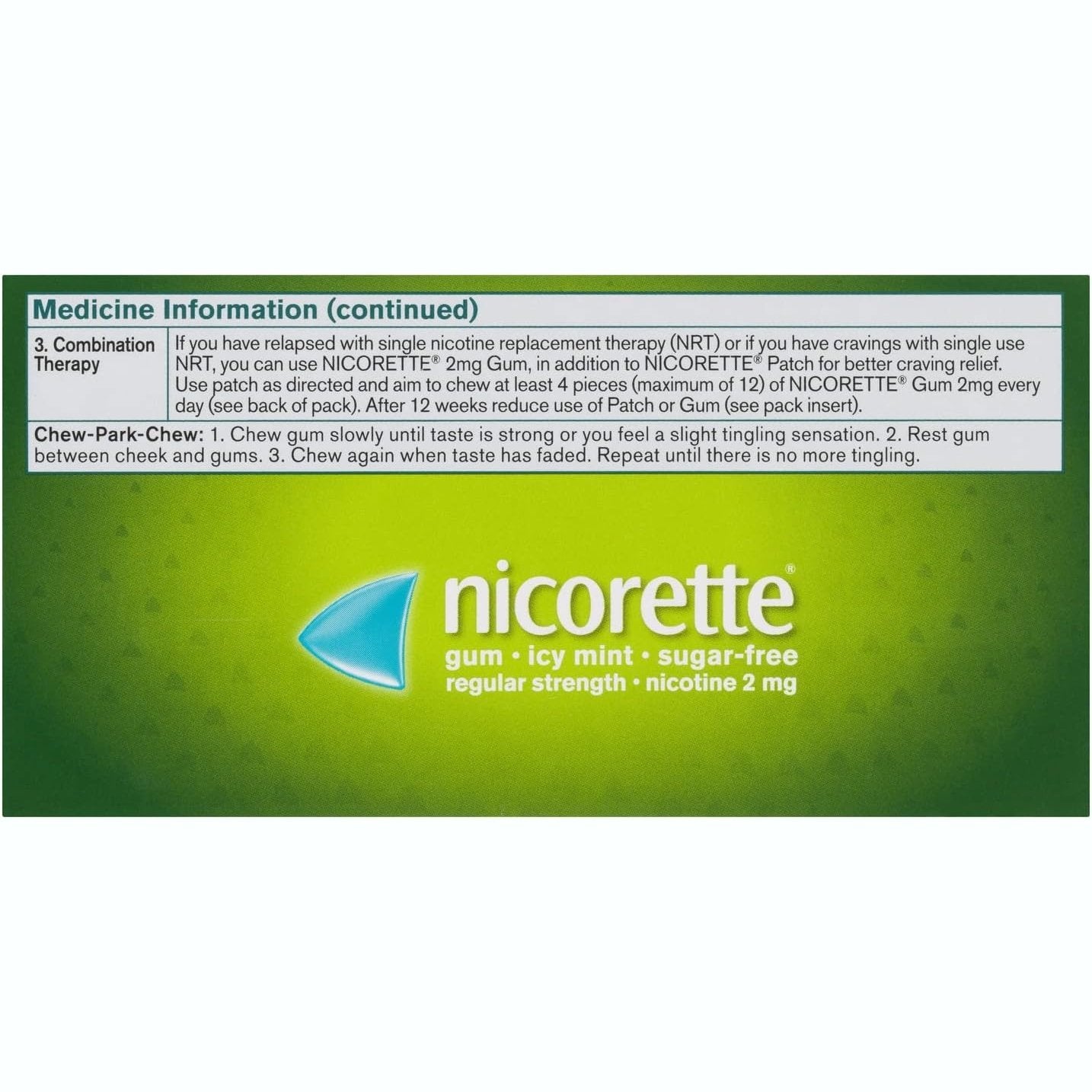 Nicorette Quit Smoking Regular Strength Nicotine Gum Icy Mint 75