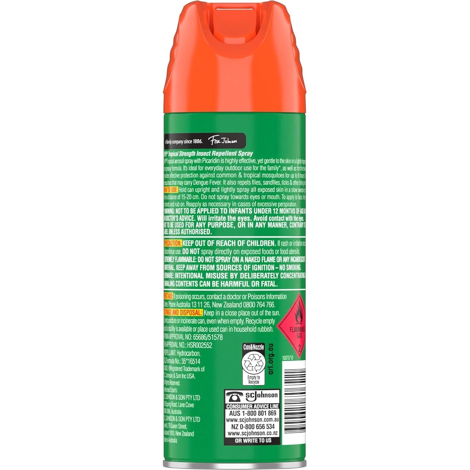Off! Tropical Strength Insect Repellent Aerosol Spray 150g